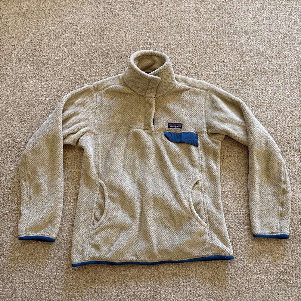Patagonia Jacket Re-Tool Snap-T Pullover Womens Beige Long Sleeve High Size M